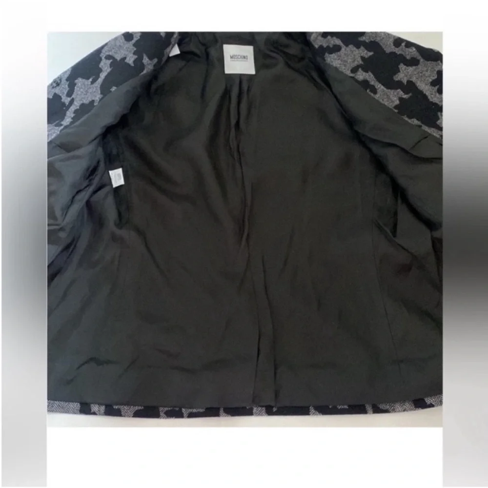 Moschino Women’s Wool Bland Blazer Houndstooth Print Jacket Black Gray size 10 - Picture 15 of 16